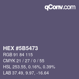 Farbcode: HEX #5B5473 | qconv.com