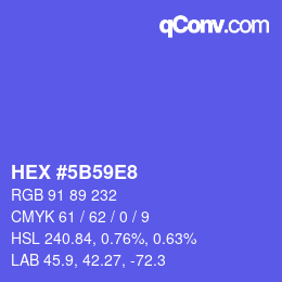 Farbcode: HEX #5B59E8 | qconv.com