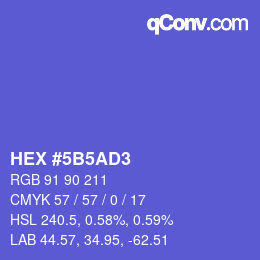 カラーコード: HEX #5B5AD3 | qconv.com