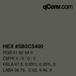 颜色代码: HEX #5B5C5400 | qconv.com
