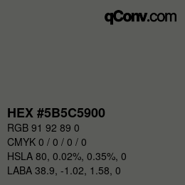 Code couleur: HEX #5B5C5900 | qconv.com