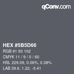 颜色代码: HEX #5B5D66 | qconv.com