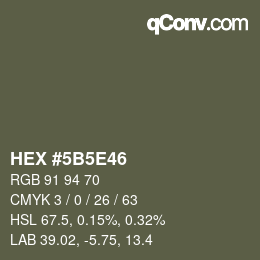 Color code: HEX #5B5E46 | qconv.com