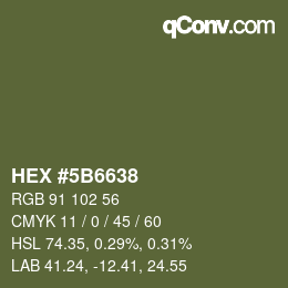 Código de color: HEX #5B6638 | qconv.com