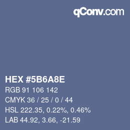 Color code: HEX #5B6A8E | qconv.com