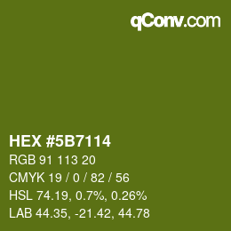 Color code: HEX #5B7114 | qconv.com