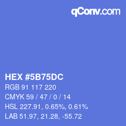 颜色代码: HEX #5B75DC | qconv.com