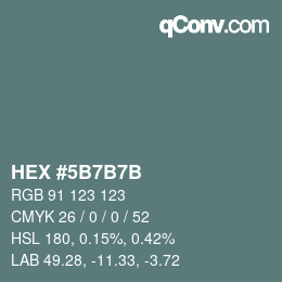 颜色代码: HEX #5B7B7B | qconv.com