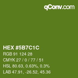 Color code: HEX #5B7C1C | qconv.com