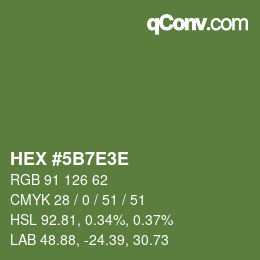 Farbcode: HEX #5B7E3E | qconv.com