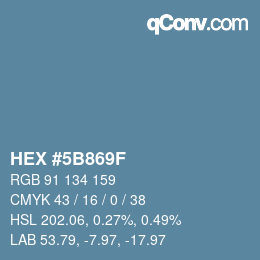 Color code: HEX #5B869F | qconv.com