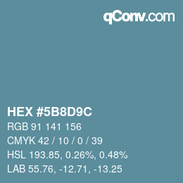 Color code: HEX #5B8D9C | qconv.com