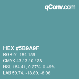 Color code: HEX #5B9A9F | qconv.com