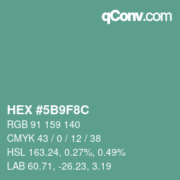 Color code: HEX #5B9F8C | qconv.com
