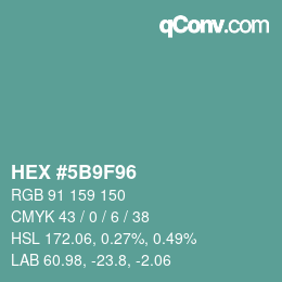 Color code: HEX #5B9F96 | qconv.com
