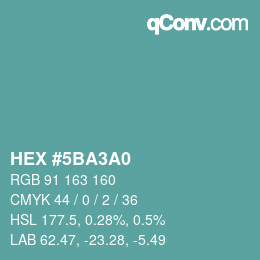 Color code: HEX #5BA3A0 | qconv.com