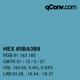 颜色代码: HEX #5BA3B9 | qconv.com