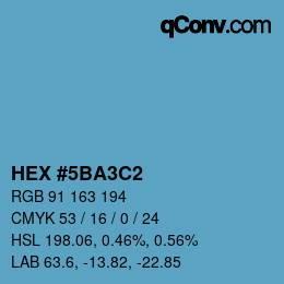 カラーコード: HEX #5BA3C2 | qconv.com