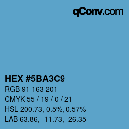 カラーコード: HEX #5BA3C9 | qconv.com