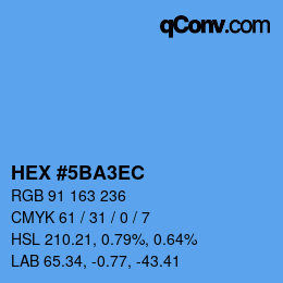 颜色代码: HEX #5BA3EC | qconv.com