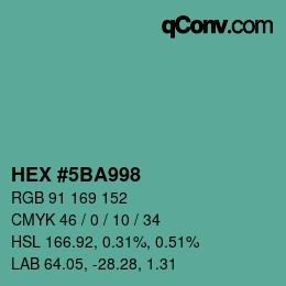颜色代码: HEX #5BA998 | qconv.com