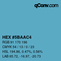 颜色代码: HEX #5BAAC4 | qconv.com