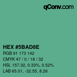カラーコード: HEX #5BAD8E | qconv.com