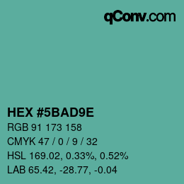 Color code: HEX #5BAD9E | qconv.com