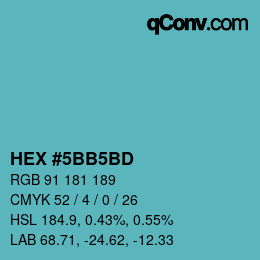 Color code: HEX #5BB5BD | qconv.com