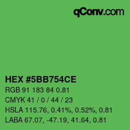 Farbcode: HEX #5BB754CE | qconv.com