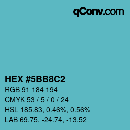 Color code: HEX #5BB8C2 | qconv.com