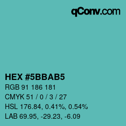 Color code: HEX #5BBAB5 | qconv.com