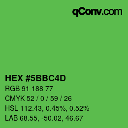 颜色代码: HEX #5BBC4D | qconv.com