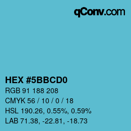 Color code: HEX #5BBCD0 | qconv.com
