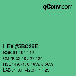 Color code: HEX #5BC28E | qconv.com