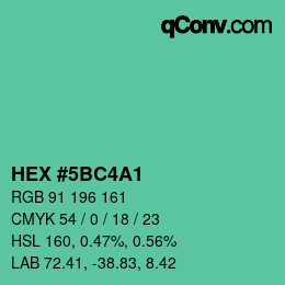 カラーコード: HEX #5BC4A1 | qconv.com