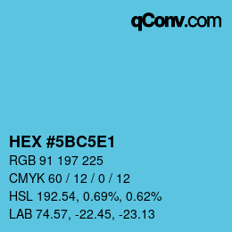 カラーコード: HEX #5BC5E1 | qconv.com