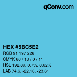 Farbcode: HEX #5BC5E2 | qconv.com