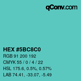 Color code: HEX #5BC8C0 | qconv.com