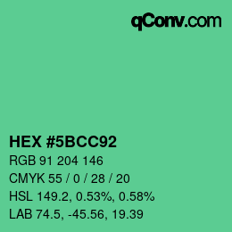 Color code: HEX #5BCC92 | qconv.com