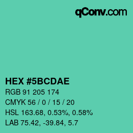 Color code: HEX #5BCDAE | qconv.com