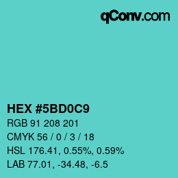 Código de color: HEX #5BD0C9 | qconv.com