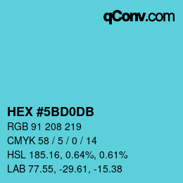 Color code: HEX #5BD0DB | qconv.com