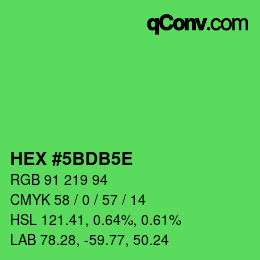 Farbcode: HEX #5BDB5E | qconv.com