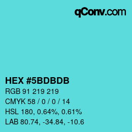 Color code: HEX #5BDBDB | qconv.com