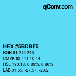 Farbcode: HEX #5BDBF5 | qconv.com