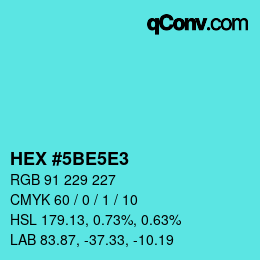 Color code: HEX #5BE5E3 | qconv.com