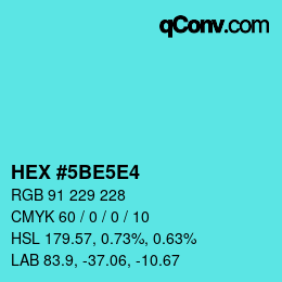Color code: HEX #5BE5E4 | qconv.com