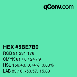 カラーコード: HEX #5BE7B0 | qconv.com
