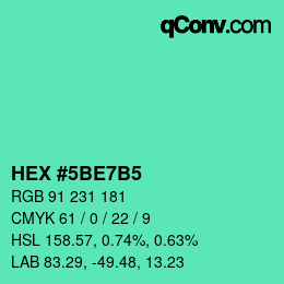 カラーコード: HEX #5BE7B5 | qconv.com